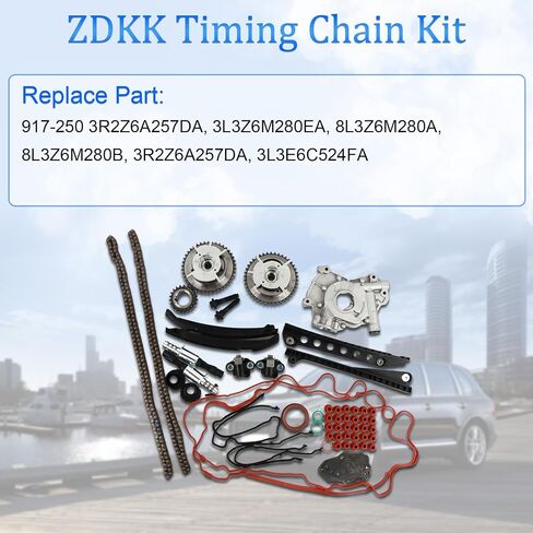 ZDKK 1set Timing chain kit AT4Z6L266B AT4Z6K254A Fits for 2011-2018 MKX 3.5L/3.7L DOHC VCT SMPI Replace OE AT4Z6K255A AT4Z6B274A Auto Parts in Saudi Arabia