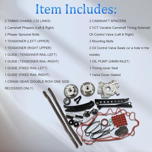 ZDKK 1set Timing chain kit AT4Z6L266B AT4Z6K254A Fits for 2011-2018 MKX 3.5L/3.7L DOHC VCT SMPI Replace OE AT4Z6K255A AT4Z6B274A Auto Parts in Saudi Arabia