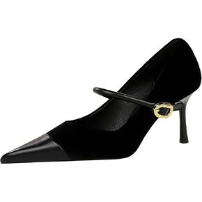 baobeijiadao Womens Pointed Toe Heeled Pumps Slip On Stiletto Heels Single-Strap Wedding Evening Dressy Shoes