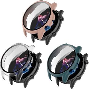 Compatible with Amazfit GTR 3 Pro/GTR 3 Case, PC Slim Screen Protector Case Cover [Plating Metal Color Frame] [3D Full Coverage] with Tempered Glass Screen Protector for GTR 3 Pro/GTR 3 Watch(5pack)