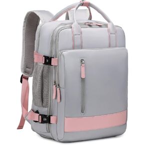 InduSKY Large Travel Backpack for Women, 40L Carry On Backpack Airline Flight Approved with USB Charging Port Shoes Compartment, Personal Luggage Backpack Casual Daypack 15.6 Inch Laptop Backpack