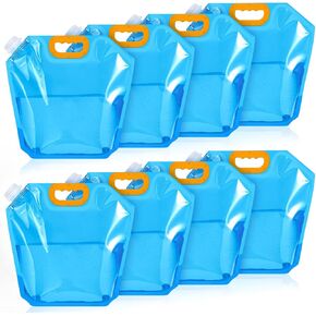 Tessco 8 Pcs 1.3 Gallon Collapsible Water Storage Bags, Clear Plastic, 1.0 Pounds