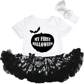 Petitebella Pumpkin My First Halloween Bodysuit Tutu Baby Dress Nb-18m