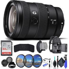 Sony E 16-55mm f/2.8 G Lens SEL1655G, Filter Kit, Backpack, 64GB Card, Card Reader, Flex Tripod, Memory Card Wallet, Cap Keeper, Cleaning Kit, Hand Strap, and More