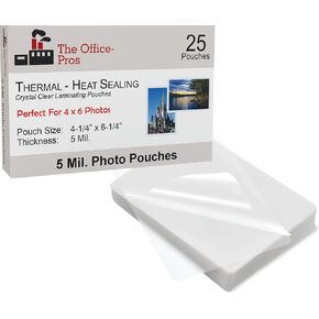 Laminating Pouches, 4"" x 6"" Thermal Photo Pouches, 5mil Thickness, Perfect to Protect Your Photos from Fading - 4-1/4"" x 6-1/4"" Pouch Size - 25 Pouches