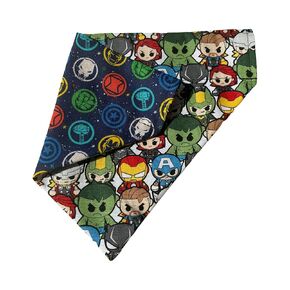 Superhero Dog Bandana | Cute | Character Logos | Reversible Slip On Dog Bandana | Slip Over The Collar Bandana | For Small Medium Or Large Dogs (Characters & Emblems, XS/S)