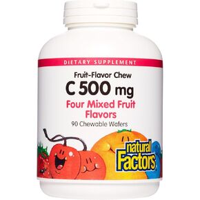 Natural Factors, Kids Chewable Vitamin C 500 mg, Supports Immune Health, Bones, Teeth and Gums, Peach, Passionfruit & Mango, 270 Count