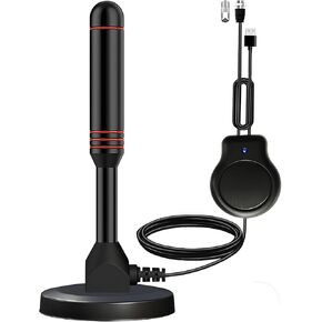 TV Antenna Indoor - 4K HD Amplified Digital HDTV Antenna with Signal Booster - 360° Long Reception TV Aerial Support All Types TV