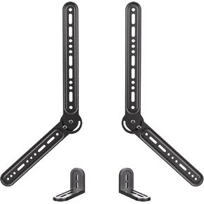 Soundbar Mount for Mounting Above or Under TV, Soundbar TV Bracket Fits Most Sound Bars Up to 22 lbs, Soundbar TV Mount with Detachable Extension Plates and L-Shaped Arms