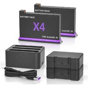 2X2500mAh Replacement for Insta 360 X4 Battery with Charger for 8K Waterproof Insta 360 X4 Action Camera-for Insta360 x4 Battery with Insta 360 X4 Battery Charger