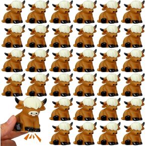 30 Pcs Highland Cow Float Bath Toy Baby Rubber Water Squirting Highland Cow Squeaky Toy Bulk Highland Cow Figurine Statues Decor for Summer Pool Shower Birthday Party Favors
