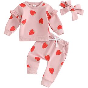 WZTYYDS Toddler Baby Girl Fall Clothes 6 12 18 24 Months Long Sleeve Sweatshirt Tops Pants Set 3Pcs Winter Outfits 2T 3T