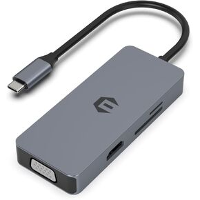TOTU USB C Hub, 6 in 1 USB C Hub Adapter USB C Hub with 4K HDMI Output, VGA, 2 USB 3.0, SD/TF Card Reader for Type C laptops