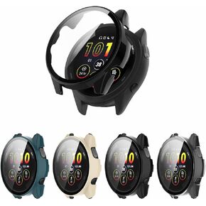 [عبوة من 4 قطع] حافظة حماية للشاشة متوافقة مع الساعة الذكية Garmin Forerunner 265 Running Smartwatch مقاس 46 مم، غطاء رفيع للغاية مقاوم للخدش مع زجاج مقسى للنساء والرجال