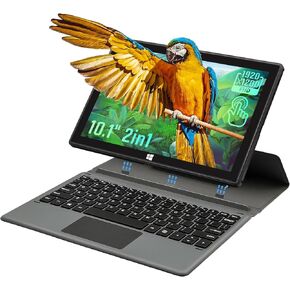 10.1 Inch Windows 11 2-in-1 Thin and Light Dual-Camera Tablet with Touch Screen, 1920×1200IPS, Comes with Magnetic Keyboard,Bluetooth 4.2,Wireless WiFi,Type-C (Black, 8G+512GB SSD)