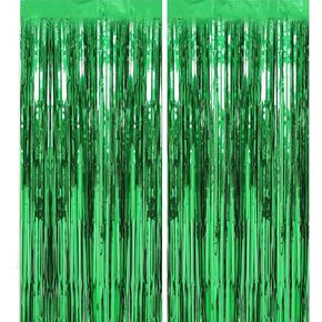2 Pack Black Tinsel Curtain Party Backdrop Decorations, Metallic Foil Fringe Backdrop Door for Halloween, Christmas, Birthday Graduation Wedding Party Streamers Photo Backdrop.
