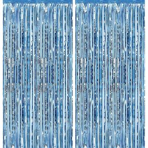 2 Pack Black Tinsel Curtain Party Backdrop Decorations, Metallic Foil Fringe Backdrop Door for Halloween, Christmas, Birthday Graduation Wedding Party Streamers Photo Backdrop.