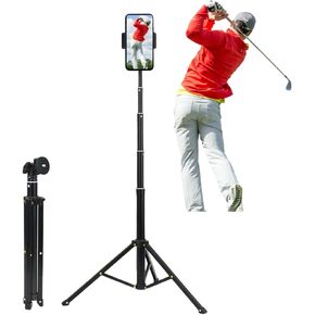 YKI Golf Tripod Selfie Stick, Golf Swing Analyzer Holder, Golf Phone Camera Holder Stand, Golf Tripod Phone Holder for Golf Swing Training Aid, Golf Tripod Stand for Smartphone & Camera