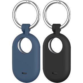 Vanjua 2 PACK Case Compatible with Galaxy SmartTag2 Holder, Soft Silicone Case with Keychain Anti-Lost Scratch Resistant Protective Cover Accessory for Samsung Galaxy Smart tag2 (Navy Blue+Dark Green)