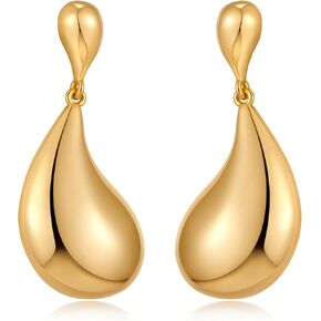 Gold Drop Dangle Earrings Polished Statement Pendant Earrings for Women Birthday Jewelry Gift