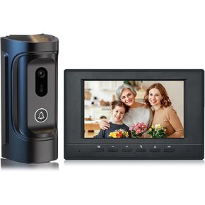 Wired Video Intercom System, 7 Inches Video Doorbell Camera with Monitor, Hard Wired Video Door Phone Support Unlock, Monitoring, Dual-Way Intercom for Villa Home Office Apartment