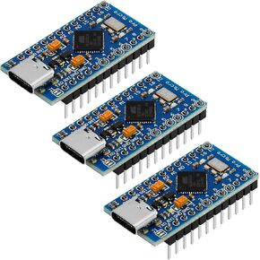 3 Pack Pro Micro Board Module Atmega32U4 5V 16MHz USB Programming Development Board Micro-Controller Compatible with Arduino IDE (with Pin Header)