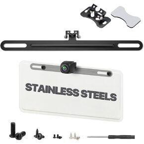 Universal License Plate Bracket – Stainless Steel Mount Holder for Backup Camera, CarPlay, Dash Cam, and Mirror Camera, TTXSCAM-B06