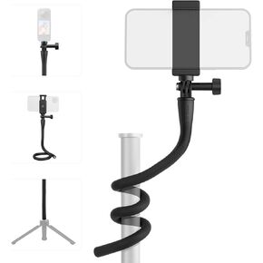 Wrap Around Phone Holder, 20.4in Flexible and Adjustable Gooseneck Phone & Camera Holder, with Phone Clip & 1/4in Threaded Hole for Smartphone/Action Camera, for Car/Bike/Stroller