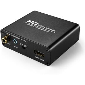 TNP HDMI to DVI Converter with Audio Out - HDMI to DVI Video Audio Adapter Sound Splitter to 3.5mm AUX Auxiliary / 2 RCA Stereo & Coaxial Output Jack Connector Plug, 1080P 720P, 5.1 & 2 Channel