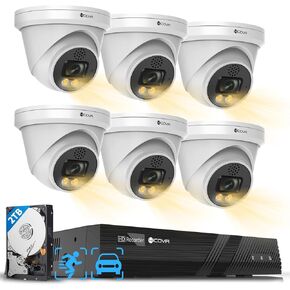 PoE Security Camera System 4K, 2 Way Audio Talk & Dual Lights Smart Color Night Vision, Person Vehicle Detection, 4X 8MP Dome IP Camera IP67, 8CH 8MP NVR 2TB HDD, 24/7 Home Video, LY97KA8M0804