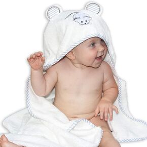 Organic Bamboo Hooded Baby Towel Ultra Soft, Thick & Extra Absorbent - Extra Large Bath Towel for Infants & Toddlers - Keeps Your Baby Warm & Cosy (Mouse) (Extra Large, 2, Count)