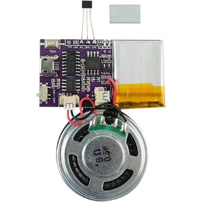 Voice Module, Magnet Sensor Control Activated MP3 Music Sound Chips, 16MB Sound Module for Crafts, Christmas, New Year Greeting Cards, Box with Speaker Lithium Battery Powered and USB Cable.