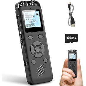 Digital Voice Recoeder 64GB Voice Recoeder with Playback and Voice Activated Recorders Dictaphone Recording Device Audio Recording Device for Lectures/Meeting/Interview Portable Recorder