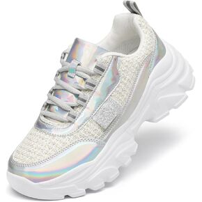 VZQ Chunky Sneakers for Women Leather Fashion Platform Walking Shoes Lightweight Comfortable Wedge Sports Sneakers