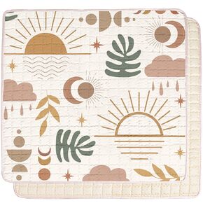 Baby Play Mat: 50x50 Playpen Mat with Super Soft Touch Activity Mat with Anti-Slip Bottom Machine Washable Nursery Rug for Floor & Playard (Boho Nature)