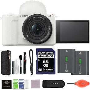 Sony ZV-E10 II Mirrorless Camera with 16-50mm Lens (White) Bundle with Extra FZ-100 Battery, 64GB SDXC Memory Card & Additional Accessories | zve10 ii