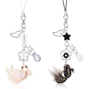 2pcs Cute Phone Charms, Star Goldfish Phone Charms Strap Aesthetic Cell Phone Chain Pendant Bracelet Accessories for Women Girls Phone Bag Decor