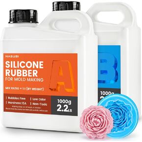 NASUBI Silicone Mold Making Kit 35.2oz,15A Non-Toxic Safe Liquid Silicone Rubber for Mold Making,2.2LB Mixing 1:1 by Weight Fast Curing Silicone Rubber for DIY Handmade Soaps, Candles, Resin Molds