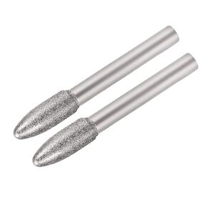 uxcell Diamond Burrs Grinding Drill Bits for Carving Rotary Tool 1/4-Inch Shank 8mm Tapered 150 Grit 2 Pcs