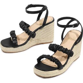 Perphy Platform Espadrille Heels Slingback Slouchy Beige Wedges Sandals for Women 7.5 M US
