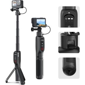 Shorty Power Grip Rechargeable Extension Selfie Stick Tripod Stand 5000mAh Battery Stand Tripod with Remote Control for GoPro Max Hero 13 12 11 10 9, Large Capacity Battery Tripod for Go Pro