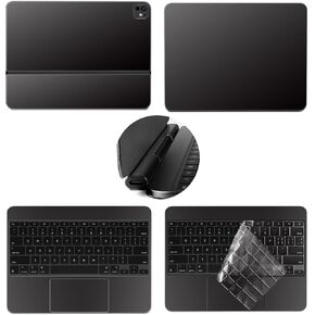 5-in-1 Tablets Decals Sticker for iPad Pro M4 2024 (A2925/A2926) 13 inch Magic Keyboard Protective Skin(Black) with Waterproof Transparent TPU Keyboard Cover