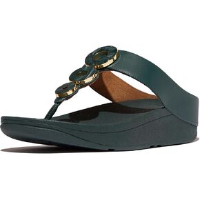 FitFlop Women's Fino Resin-Hoop Leather Toe-Post Sandals Wedge