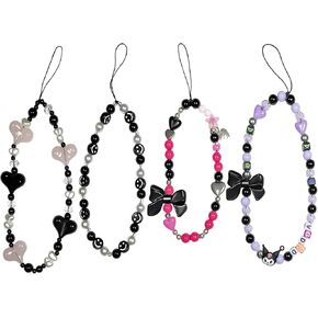 3 pcs Pink Phone Charm, Bag Charms, Beaded Phone Strap, Cute Keychain Charm for Phone Airpods Camera Pendants Decor, Handmade Beaded Phone Chain Strap for Women Girlfriends Female Friends