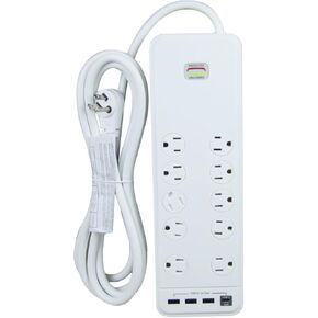 Plugs 10-Outlet Surge Protector, 10Ft, 2480 Joules, Flat Plug, PD 20W Integrated Circuit Breaker, Wall Mounted &Desktop Power Socket for Home & College Dormitory Essential, UL Listed (Black)