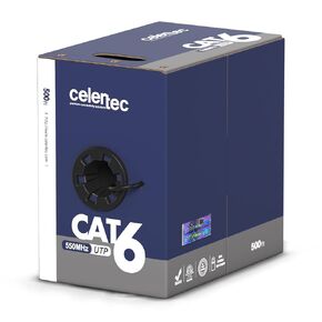 Cat6 Plenum Cable, 500ft, UTP(Unshielded Twisted Pair), 23AWG Solid Bare Copper, 550MHz, UL Listed &CMP Rated,Bulk Ethernet Cable-Blue