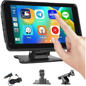 2024 Portable Wireless Carplay/Android Auto Screen for Car,7 Inch HD Touch Screen Car Play with Bluetooth,FM,Mirror Link for All Cars