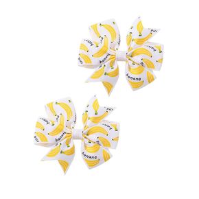 Baby Girls Banana Bow Hair Clips Kids Girls Fruits Bowknot Girls Banana Hair Bow Clips BBG94 (A1-White Bow)