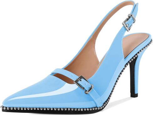 SAMMITOP Women's Slingback High Heels Closed Pointed Toe Beaded Pumps Stilettos Buckle Party Wedding Dance Prom Dressy Comfort Shoes 3.5 Inch in Saudi Arabia