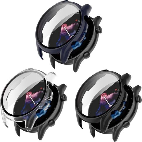 متوافق مع حافظة Amazfit GTR 3 Pro/GTR 3، غطاء حافظة واقي شاشة نحيف من البولي كربونات [إطار معدني مطلي] [تغطية كاملة ثلاثية الأبعاد] مع واقي شاشة من الزجاج المقسى لساعة GTR 3 Pro/GTR 3 (5 عبوات) in Kuwait